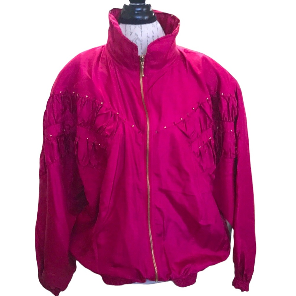 EVR Vintage Red Wine Silk Jacket Size L